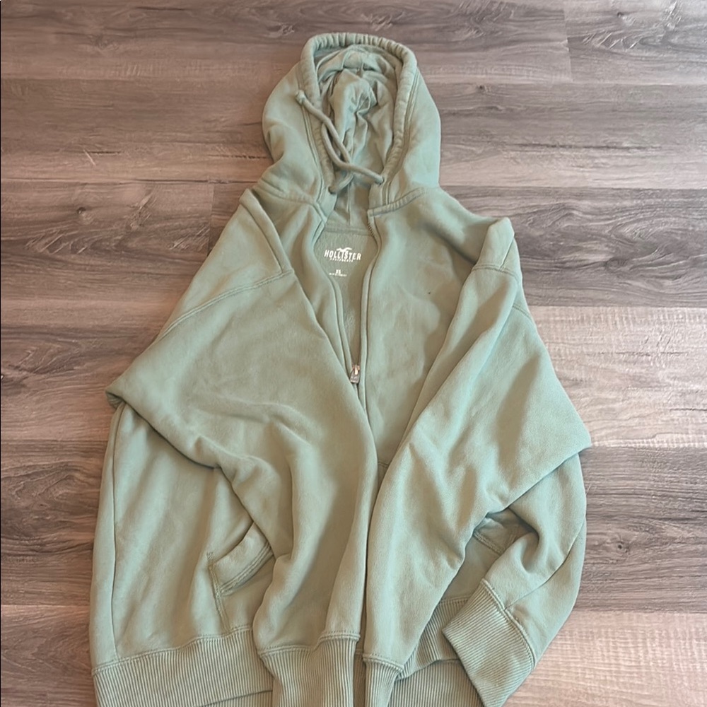 Hollister Olive Full-Zip Hoodie